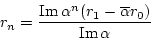 \begin{displaymath}
r_n=\frac{\mathrm{Im} \alpha^n(r_1-\overline{\alpha}r_0)}{\mathrm{Im} \alpha}
\end{displaymath}