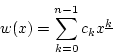 \begin{displaymath}
w(x)=\sum_{k=0}^{n-1}c_kx^{\underline{k}}
\end{displaymath}